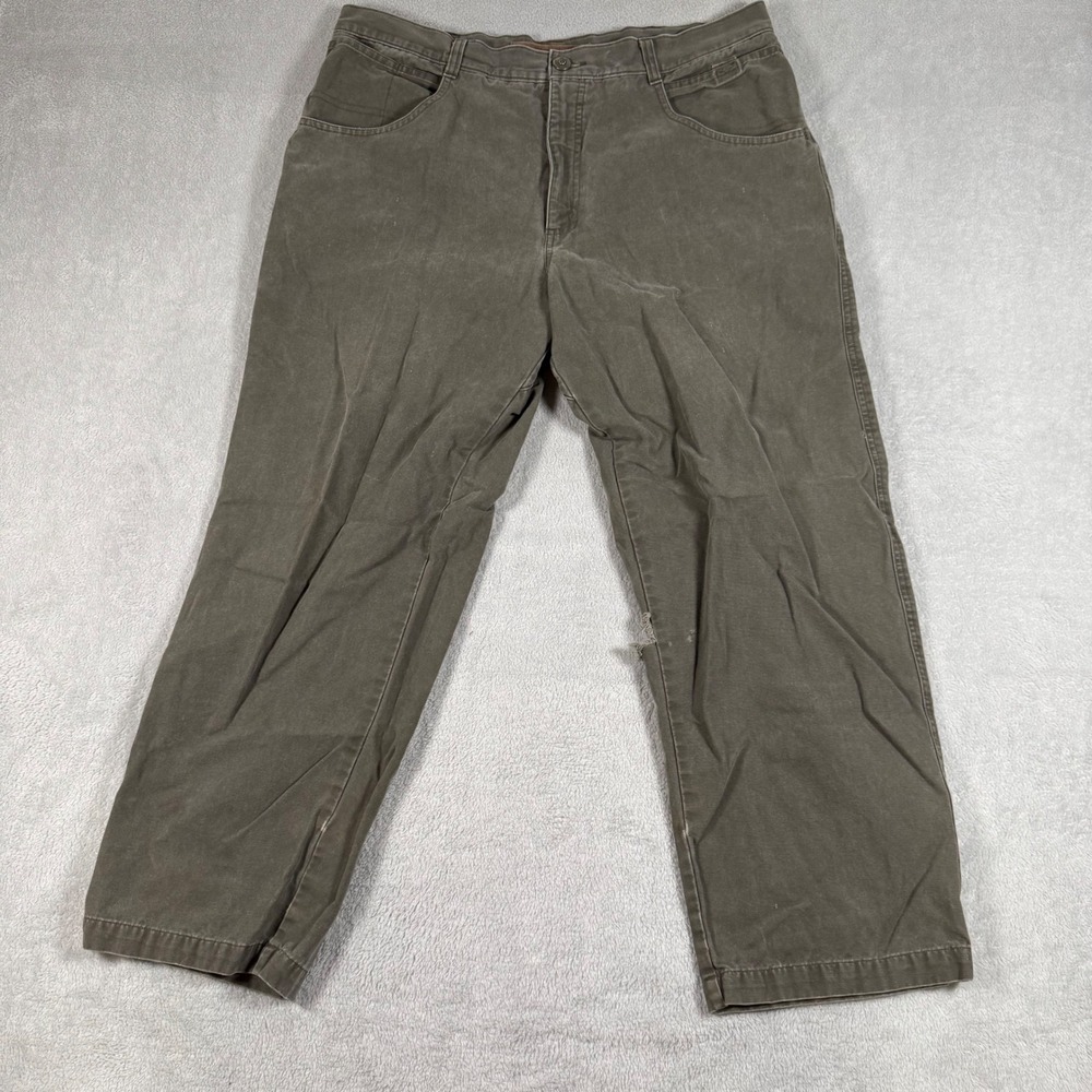 Columbia Cargo Pants Mens 38x30 Green Canvas Workwear Distressed Locked & Loaded
